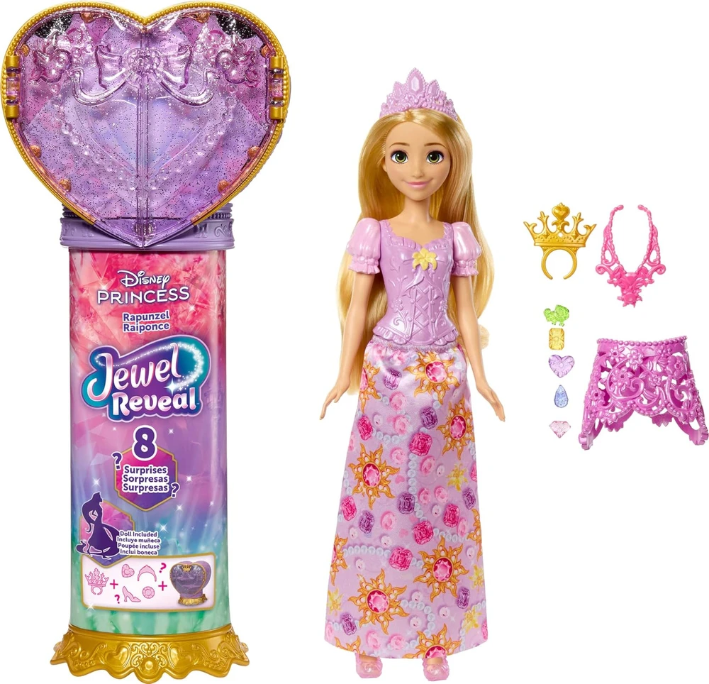 Mattel DISNEY PRINCESS JEWEL REVEAL Auksaplaukės siurprizas (JLK28)