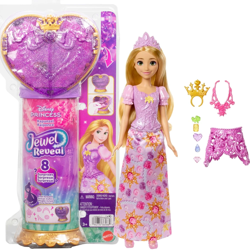 Mattel DISNEY PRINCESS JEWEL REVEAL Auksaplaukės siurprizas (JLK28)