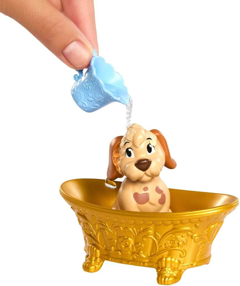 Mattel Lėlė Disney princesė Bella su šuniuku ir vonios rinkinys