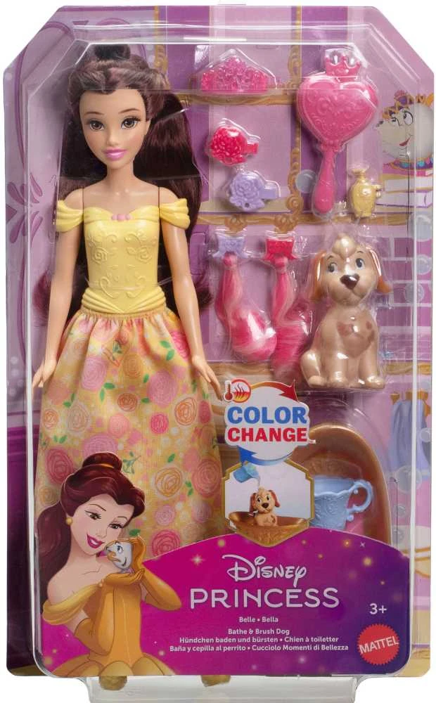 Mattel Lėlė Disney princesė Bella su šuniuku ir vonios rinkinys