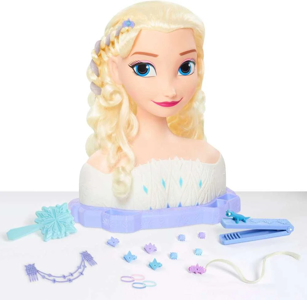 justplay Lėlė Didelė Plaukų Šukavimo Ir Formavimo Galva Prabangi Princesė Disney Elsa Frozen +priedai