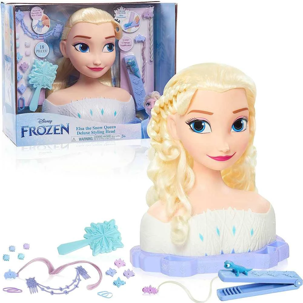 justplay Lėlė Didelė Plaukų Šukavimo Ir Formavimo Galva Prabangi Princesė Disney Elsa Frozen +priedai