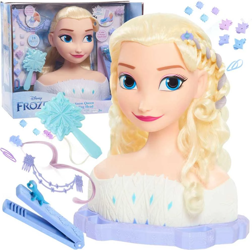 justplay Lėlė Didelė Plaukų Šukavimo Ir Formavimo Galva Prabangi Princesė Disney Elsa Frozen +priedai
