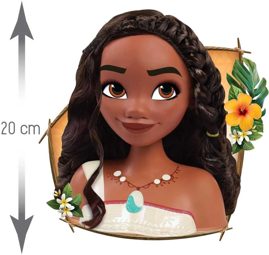 justplay Lėlė plaukų šukavimo ir formavimo galvutė Disney Princess Moana 2 Moana +priedai