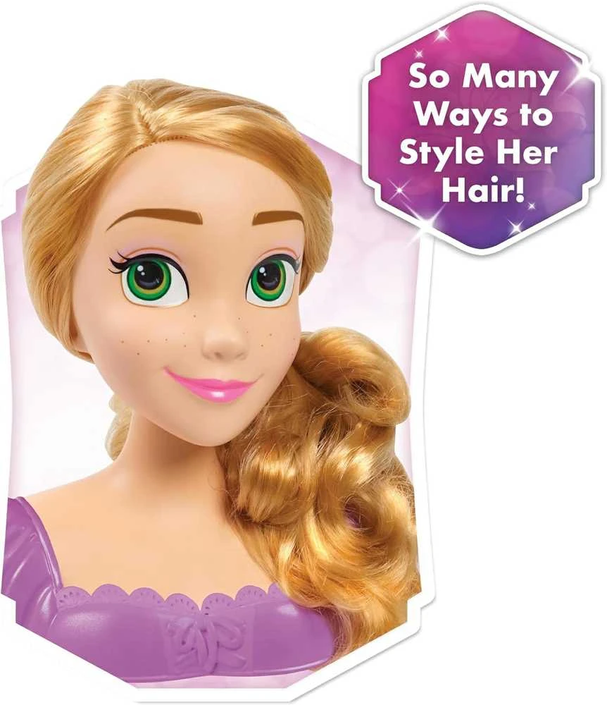 justplay Lėlė plaukų šukavimo ir formavimo galvutė Disney Princess Rapunzel Tangled +priedai