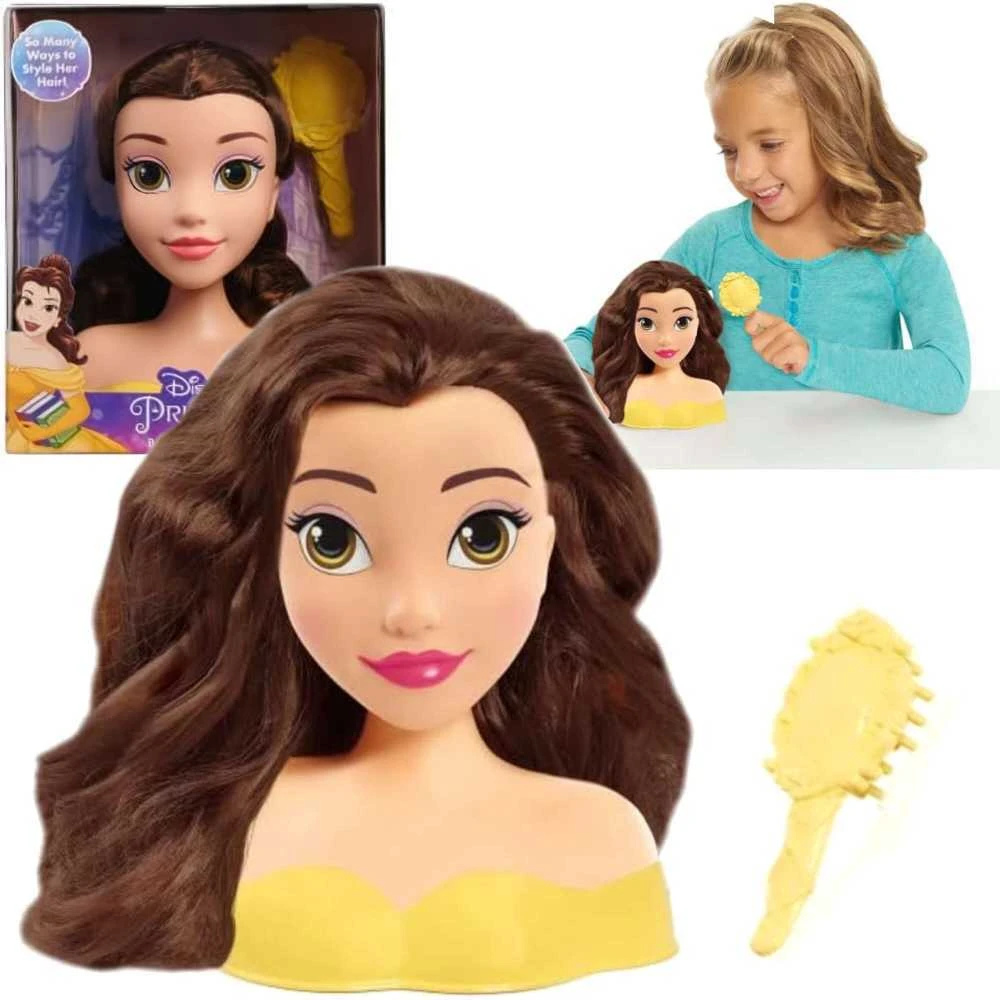 justplay Lėlės galvutė skirta šukuoti ir formuoti plaukus Princess Disney Bella Beauty and the Beast +šepetys