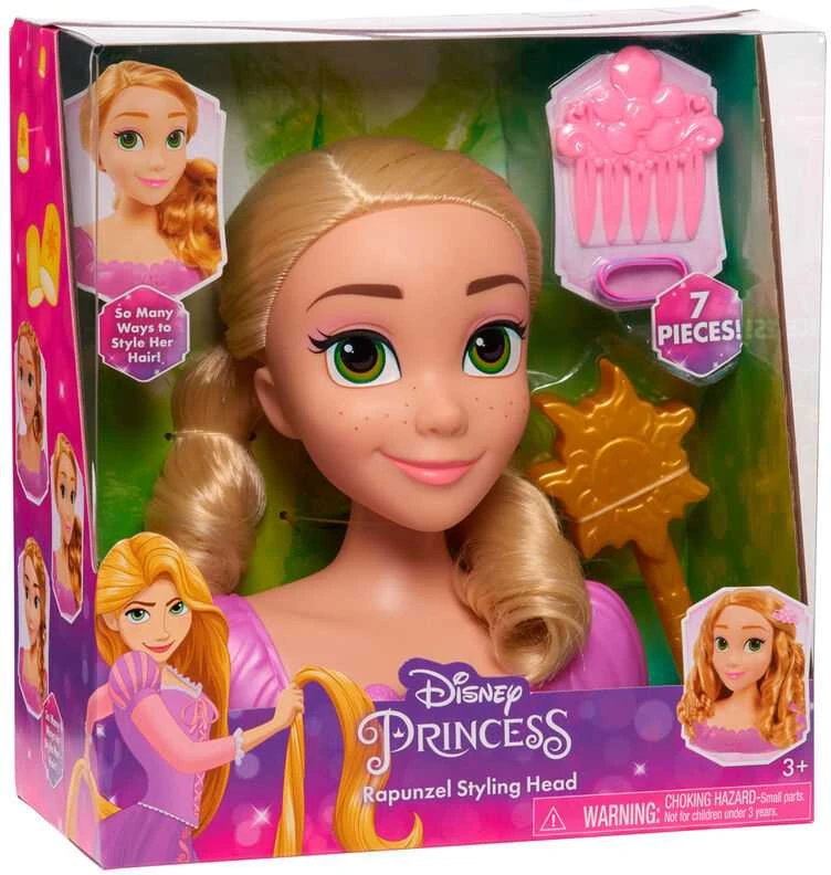 justplay Lėlė plaukų šukavimo ir formavimo galvutė Disney Princess Rapunzel Tangled +priedai