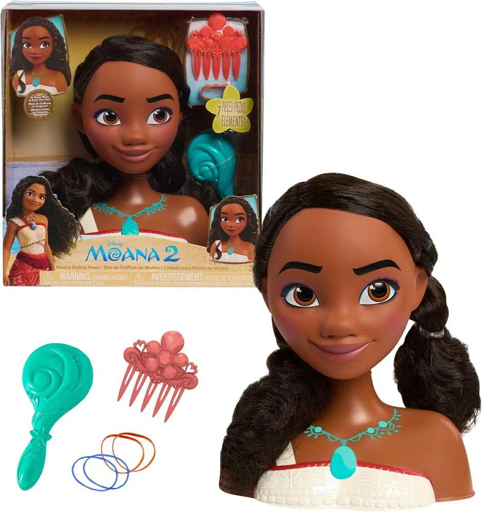 justplay Lėlė plaukų šukavimo ir formavimo galvutė Disney Princess Moana 2 Moana +priedai