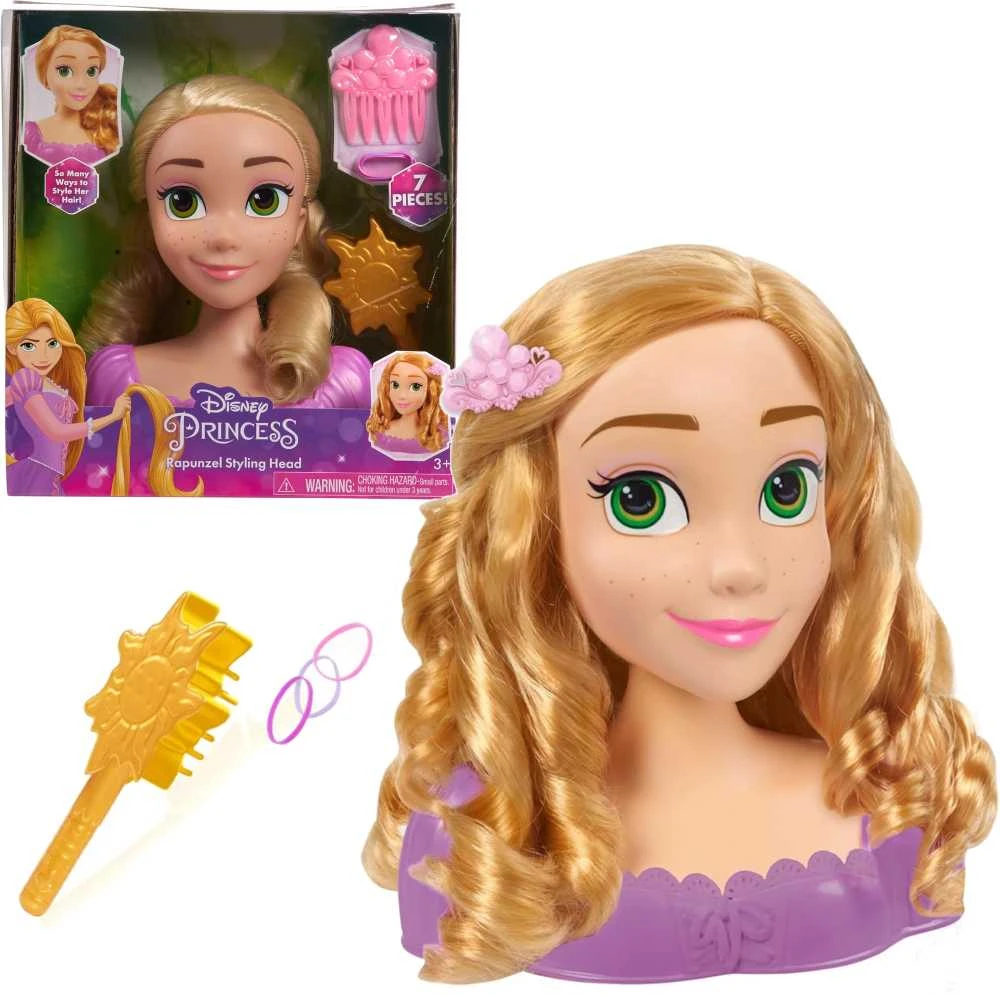 justplay Lėlė plaukų šukavimo ir formavimo galvutė Disney Princess Rapunzel Tangled +priedai