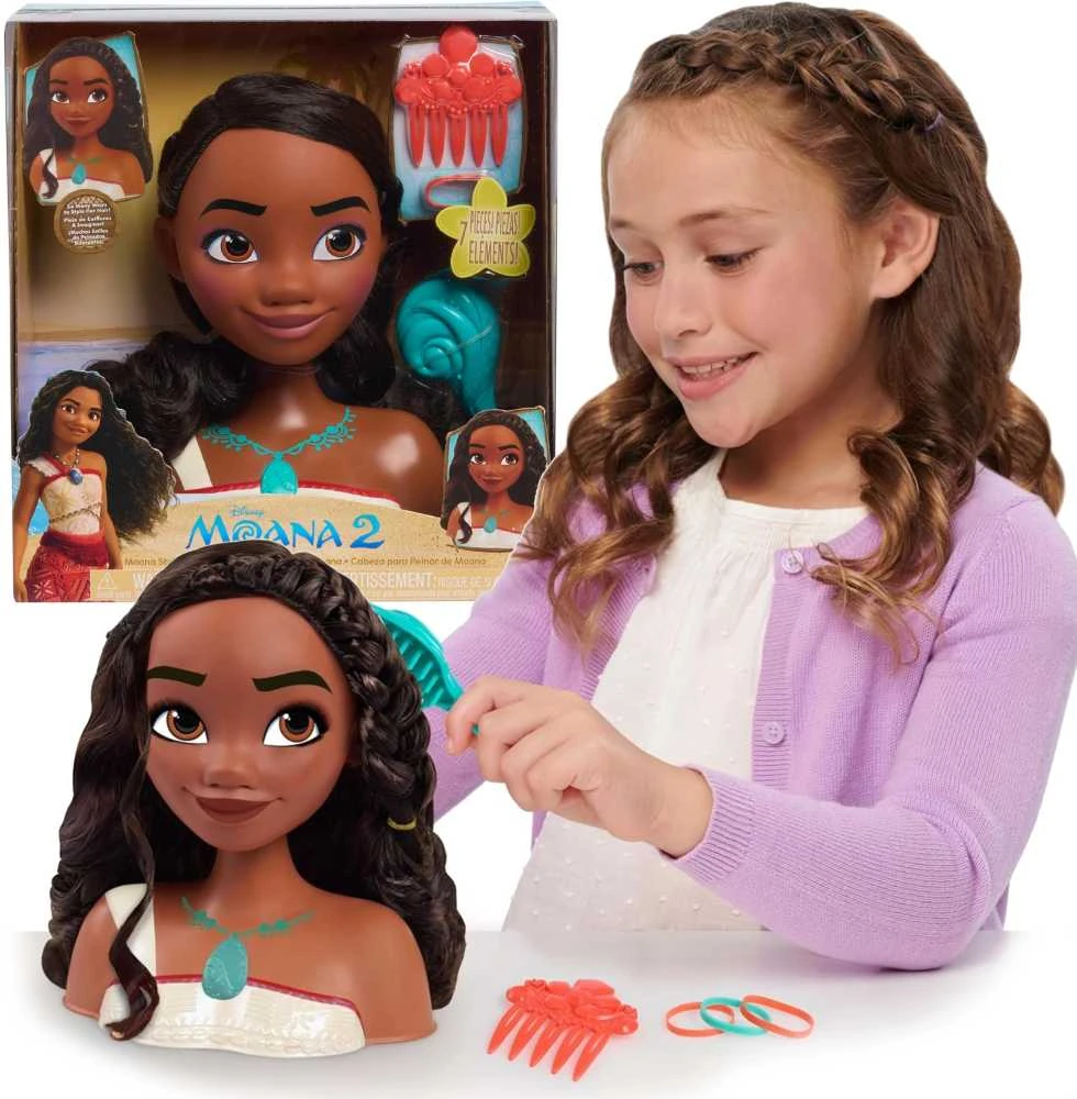 justplay Lėlė plaukų šukavimo ir formavimo galvutė Disney Princess Moana 2 Moana +priedai