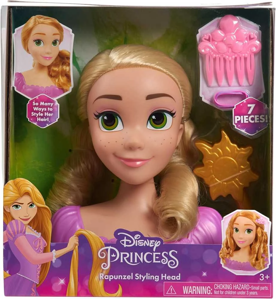 justplay Lėlė plaukų šukavimo ir formavimo galvutė Disney Princess Rapunzel Tangled +priedai