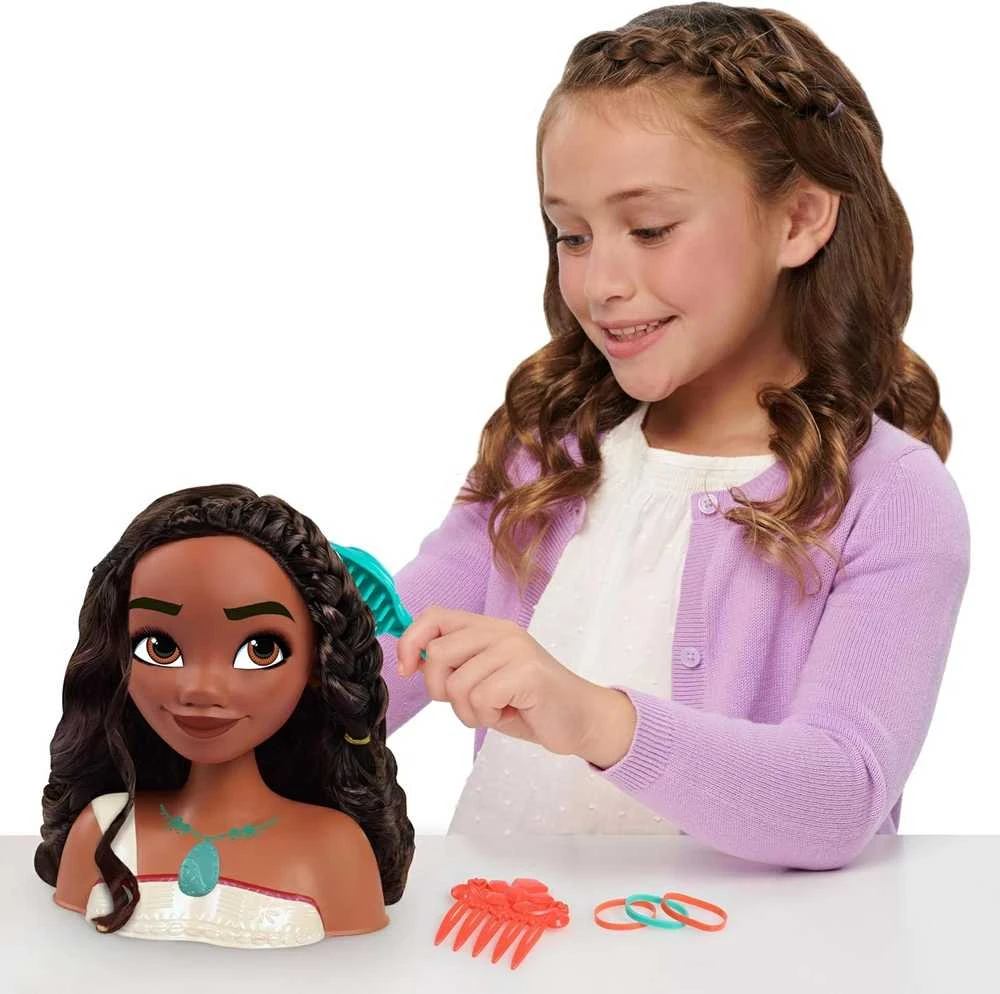 justplay Lėlė plaukų šukavimo ir formavimo galvutė Disney Princess Moana 2 Moana +priedai
