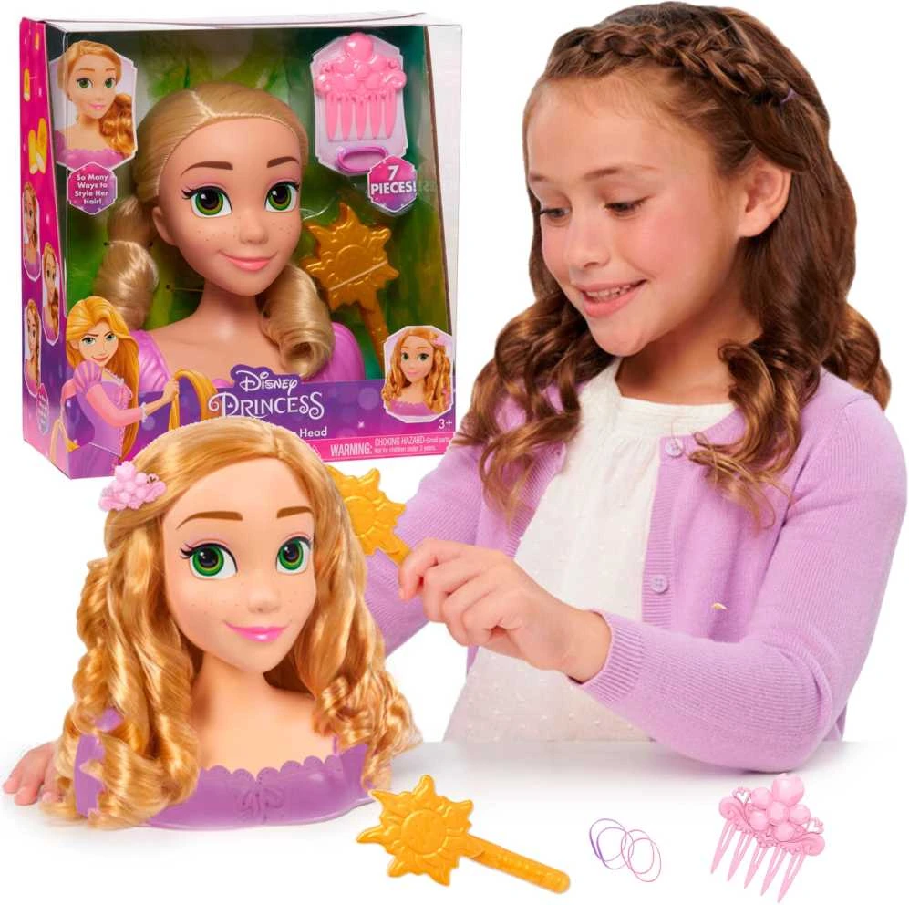 justplay Lėlė plaukų šukavimo ir formavimo galvutė Disney Princess Rapunzel Tangled +priedai