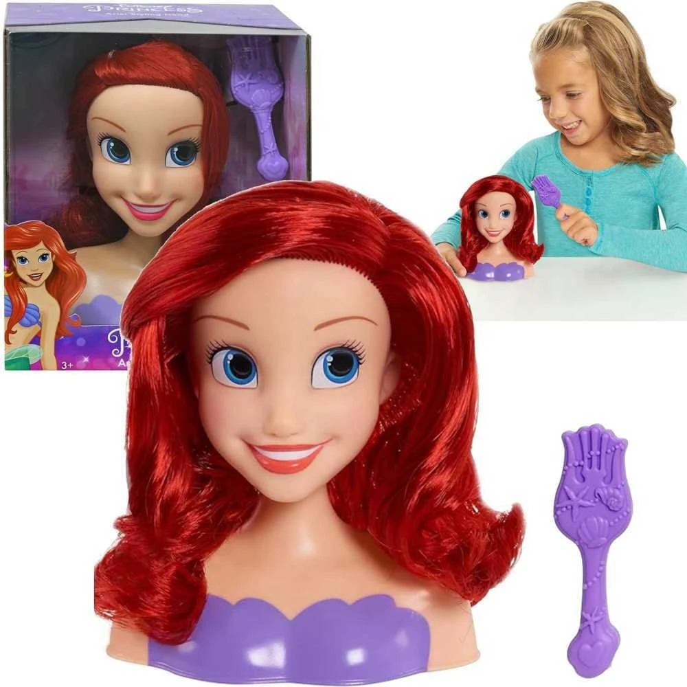 justplay Lėlės galvutė skirta šukuoti ir formuoti plaukus Princess Disney Ariel The Little Mermaid + šepetys