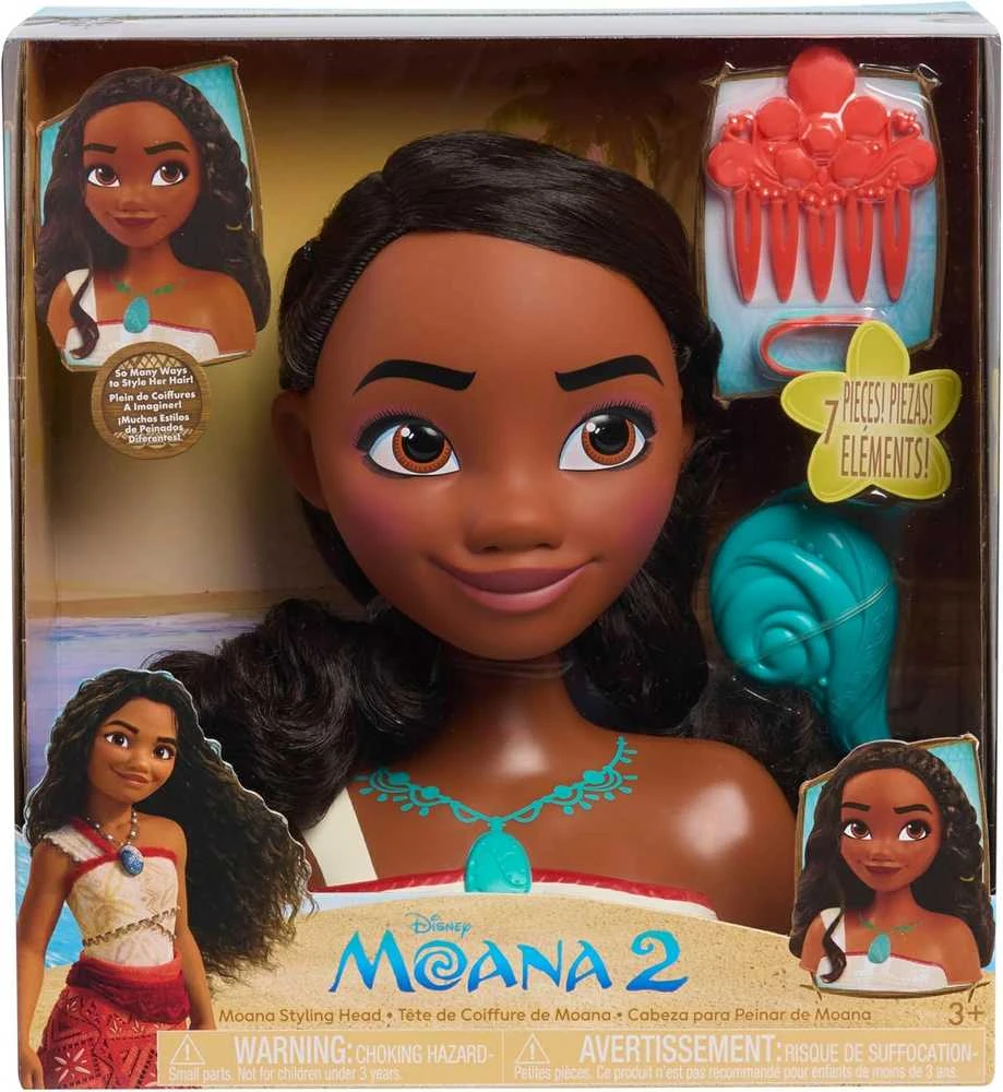 justplay Lėlė plaukų šukavimo ir formavimo galvutė Disney Princess Moana 2 Moana +priedai