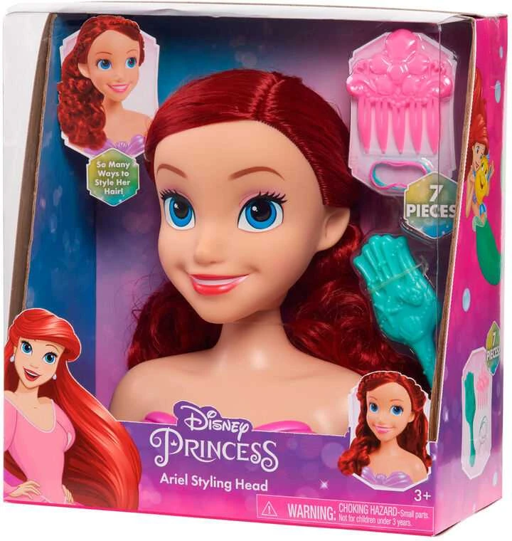 justplay Lėlė plaukų formavimo galvutė Disney Princess Little Mermaid Ariel Ariel Kirpykla + priedai