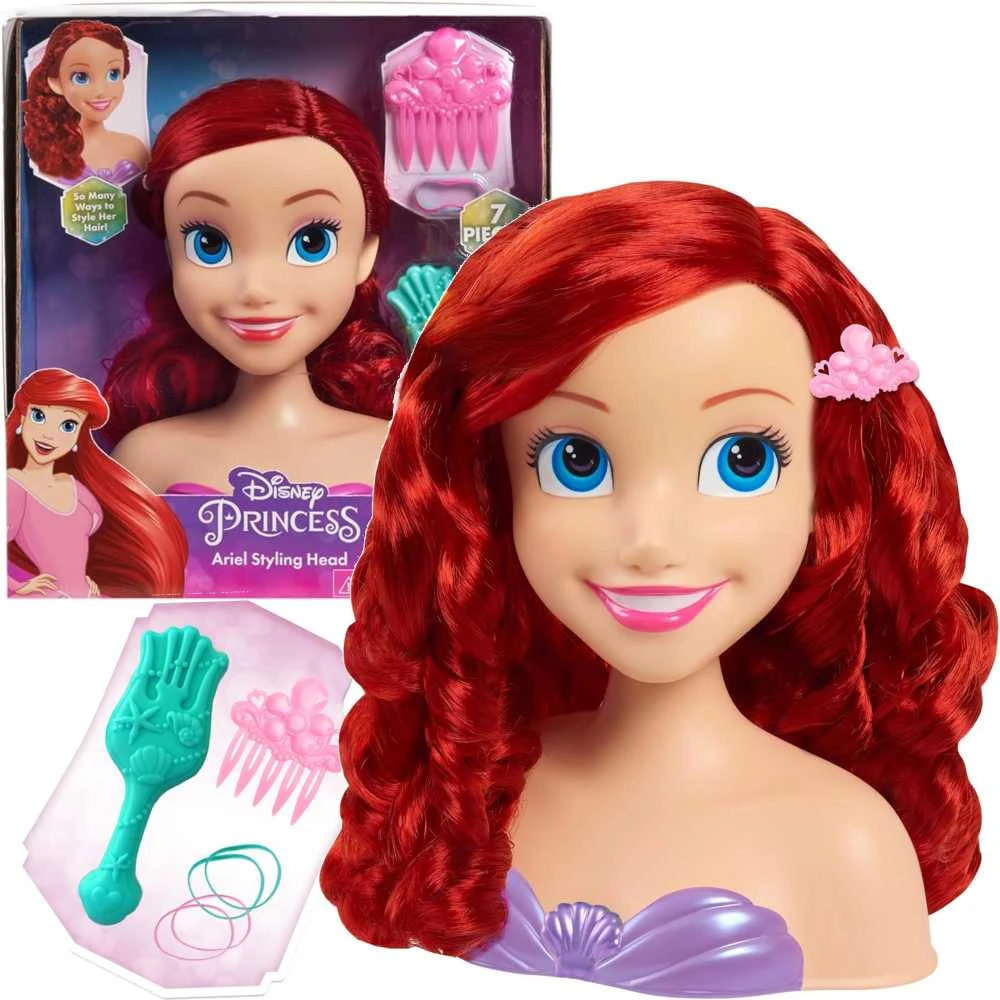 justplay Lėlė plaukų formavimo galvutė Disney Princess Little Mermaid Ariel Ariel Kirpykla + priedai
