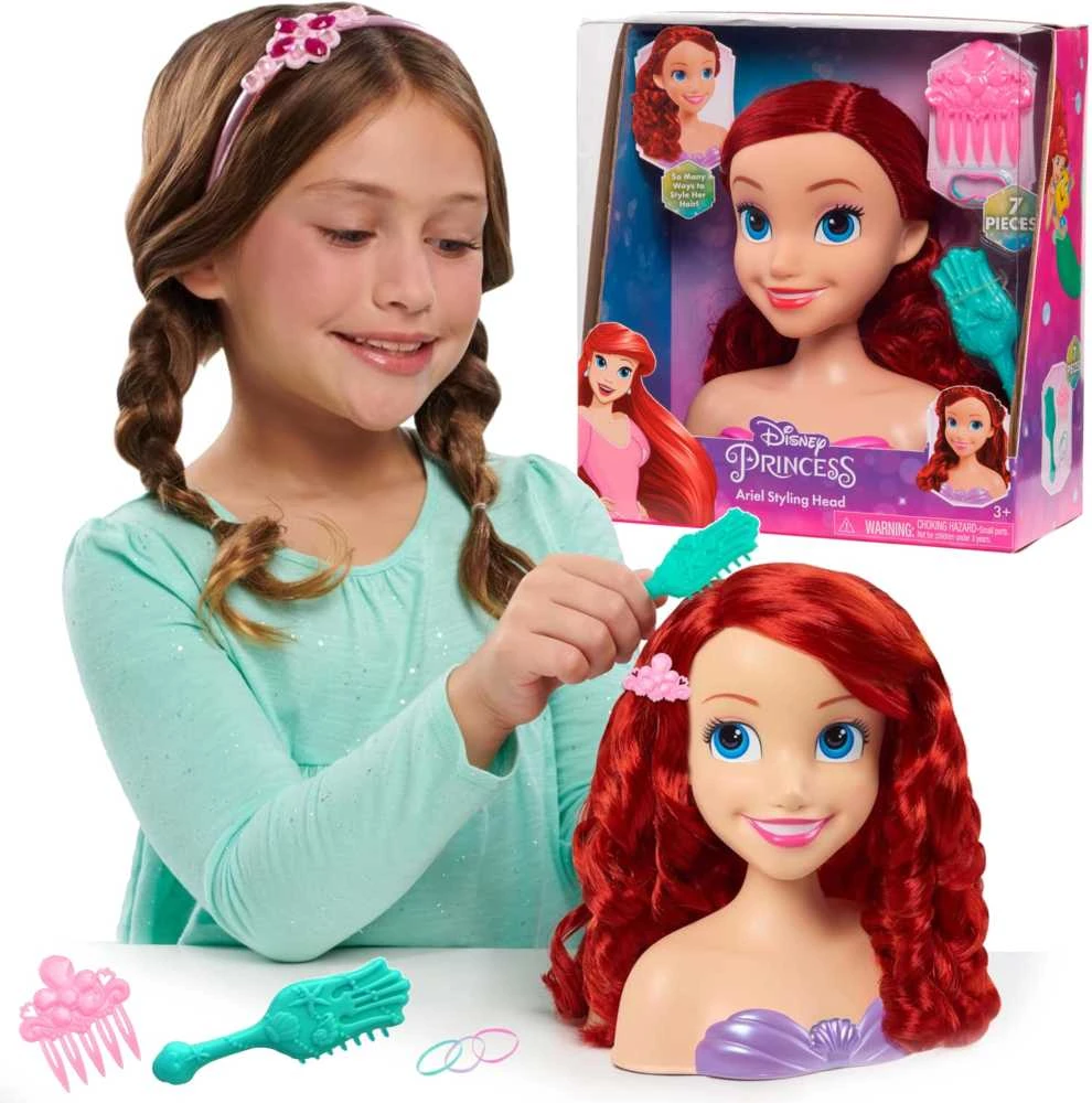 justplay Lėlė plaukų formavimo galvutė Disney Princess Little Mermaid Ariel Ariel Kirpykla + priedai
