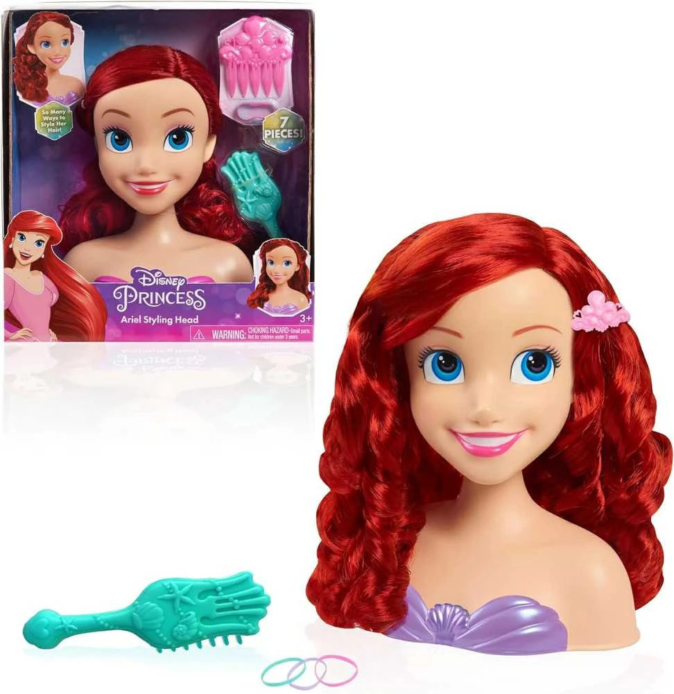 justplay Lėlė plaukų formavimo galvutė Disney Princess Little Mermaid Ariel Ariel Kirpykla + priedai