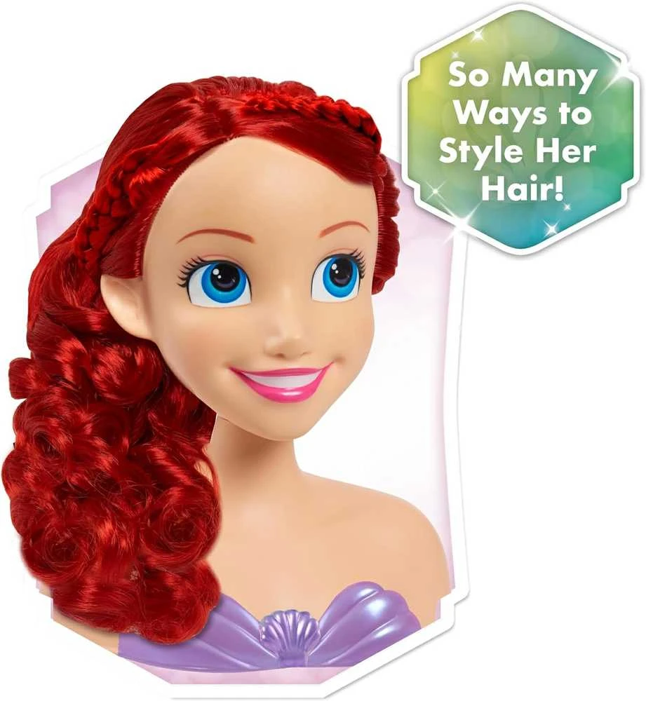 justplay Lėlė plaukų formavimo galvutė Disney Princess Little Mermaid Ariel Ariel Kirpykla + priedai