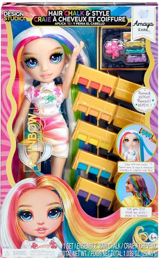 MGA Lėlė Rainbow High Hair Chalk & Style Amaya vaivorykštinė 526780-EUC