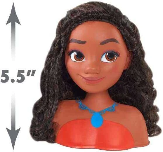 Lėlės galvutė šukavimui ir plaukų formavimui Princess Disney Vaiana Moana + šepetys