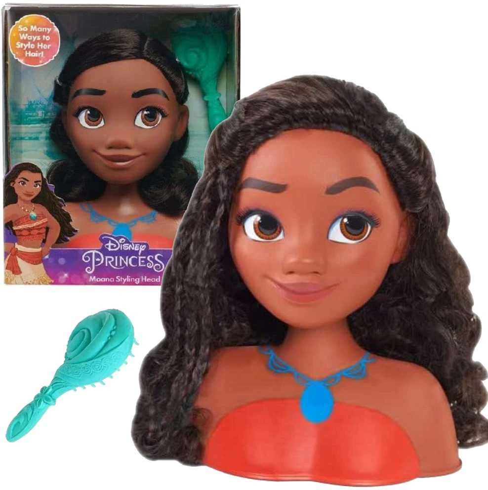 Lėlės galvutė šukavimui ir plaukų formavimui Princess Disney Vaiana Moana + šepetys