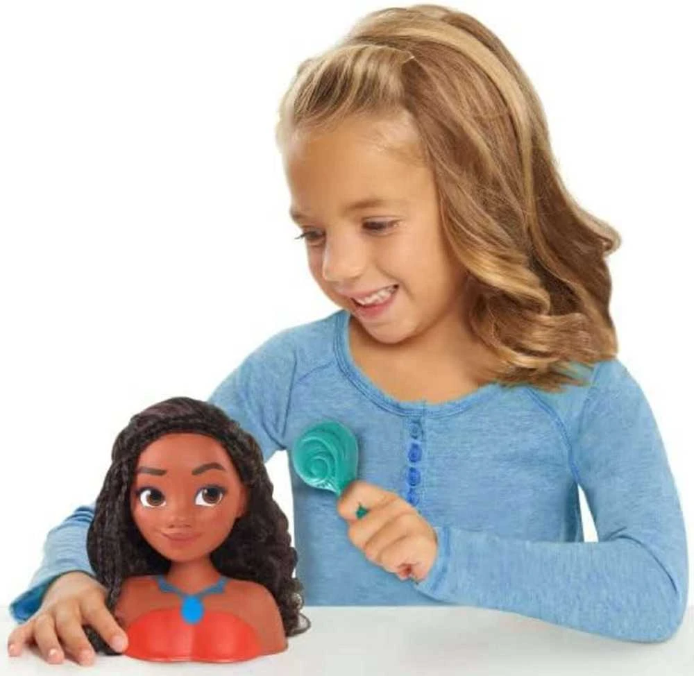 Lėlės galvutė šukavimui ir plaukų formavimui Princess Disney Vaiana Moana + šepetys