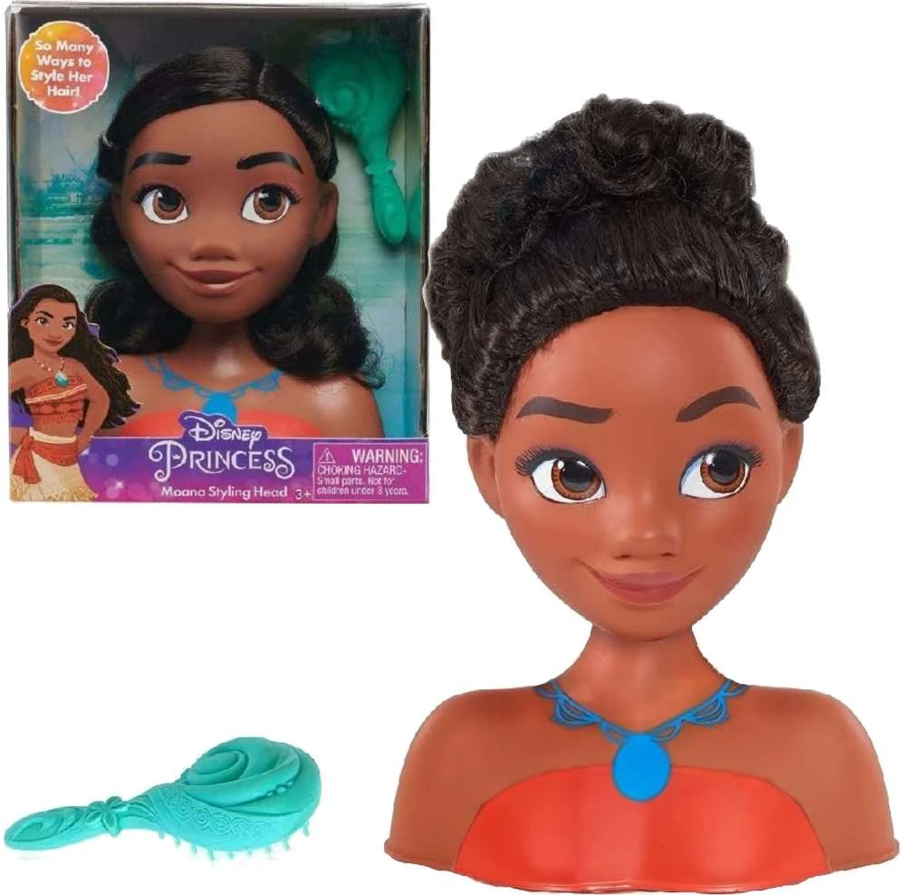 Lėlės galvutė šukavimui ir plaukų formavimui Princess Disney Vaiana Moana + šepetys