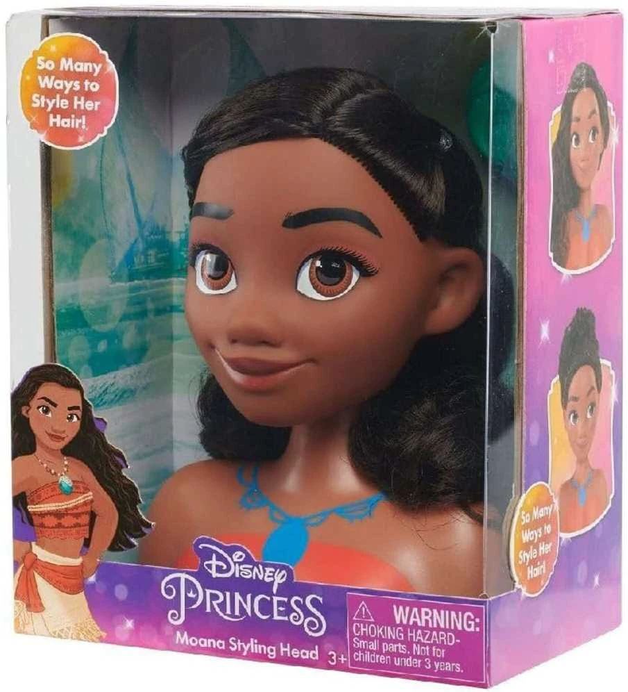 Lėlės galvutė šukavimui ir plaukų formavimui Princess Disney Vaiana Moana + šepetys