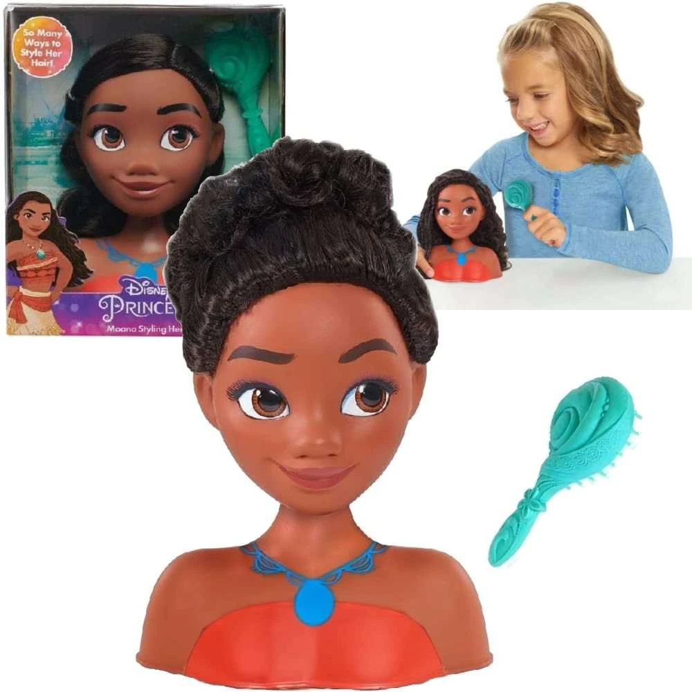 Lėlės galvutė šukavimui ir plaukų formavimui Princess Disney Vaiana Moana + šepetys