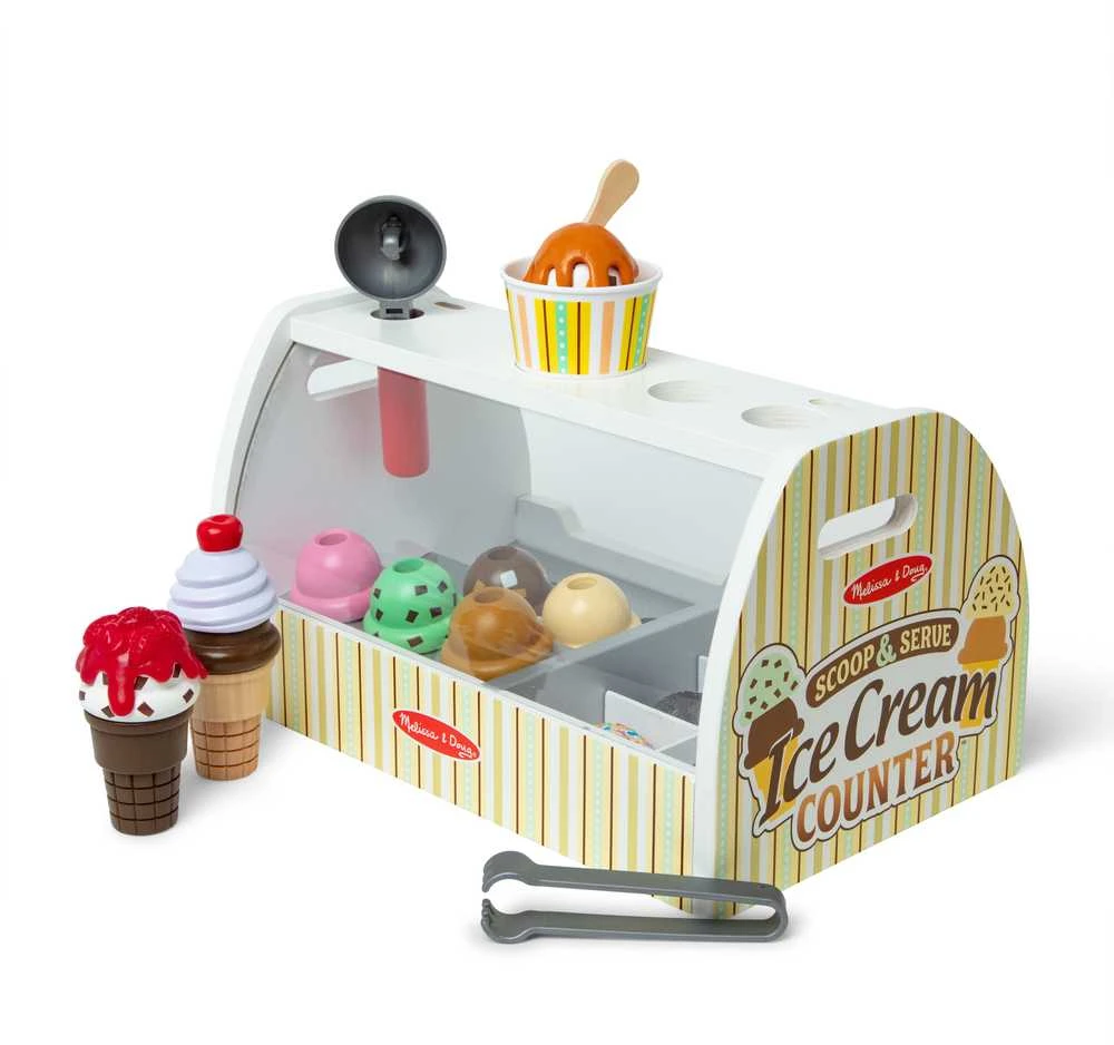 Medinė ledų parduotuvė Rinkinys vaikams Melissa & Doug 3+