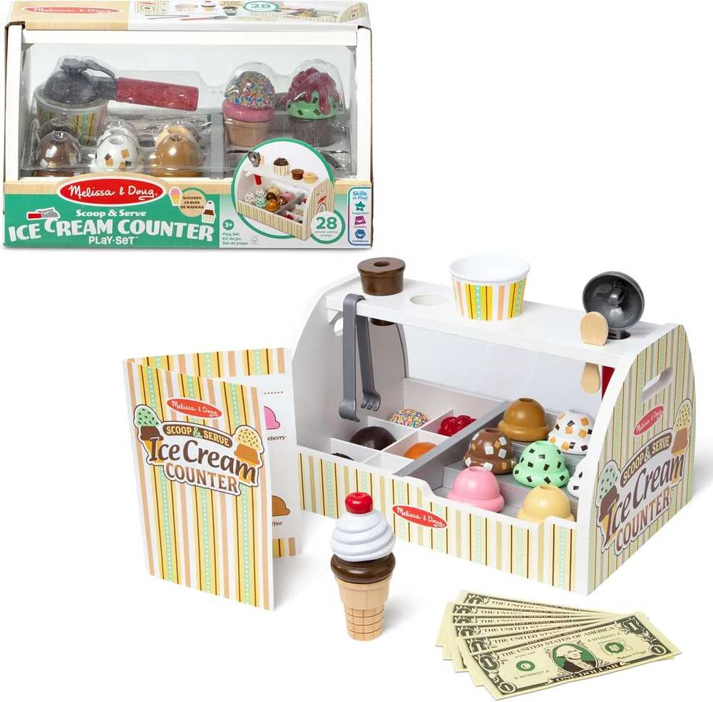 Medinė ledų parduotuvė Rinkinys vaikams Melissa & Doug 3+