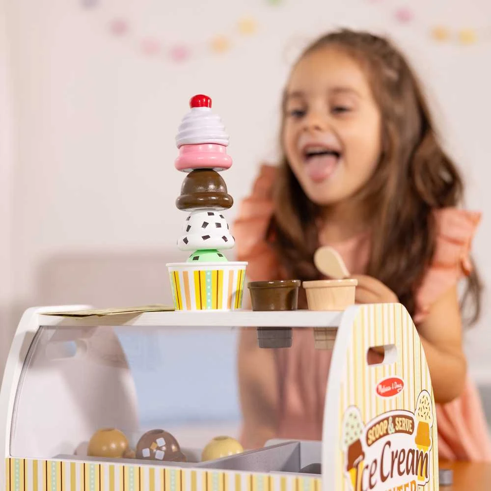 Medinė ledų parduotuvė Rinkinys vaikams Melissa & Doug 3+