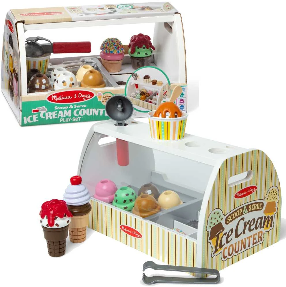 Medinė ledų parduotuvė Rinkinys vaikams Melissa & Doug 3+