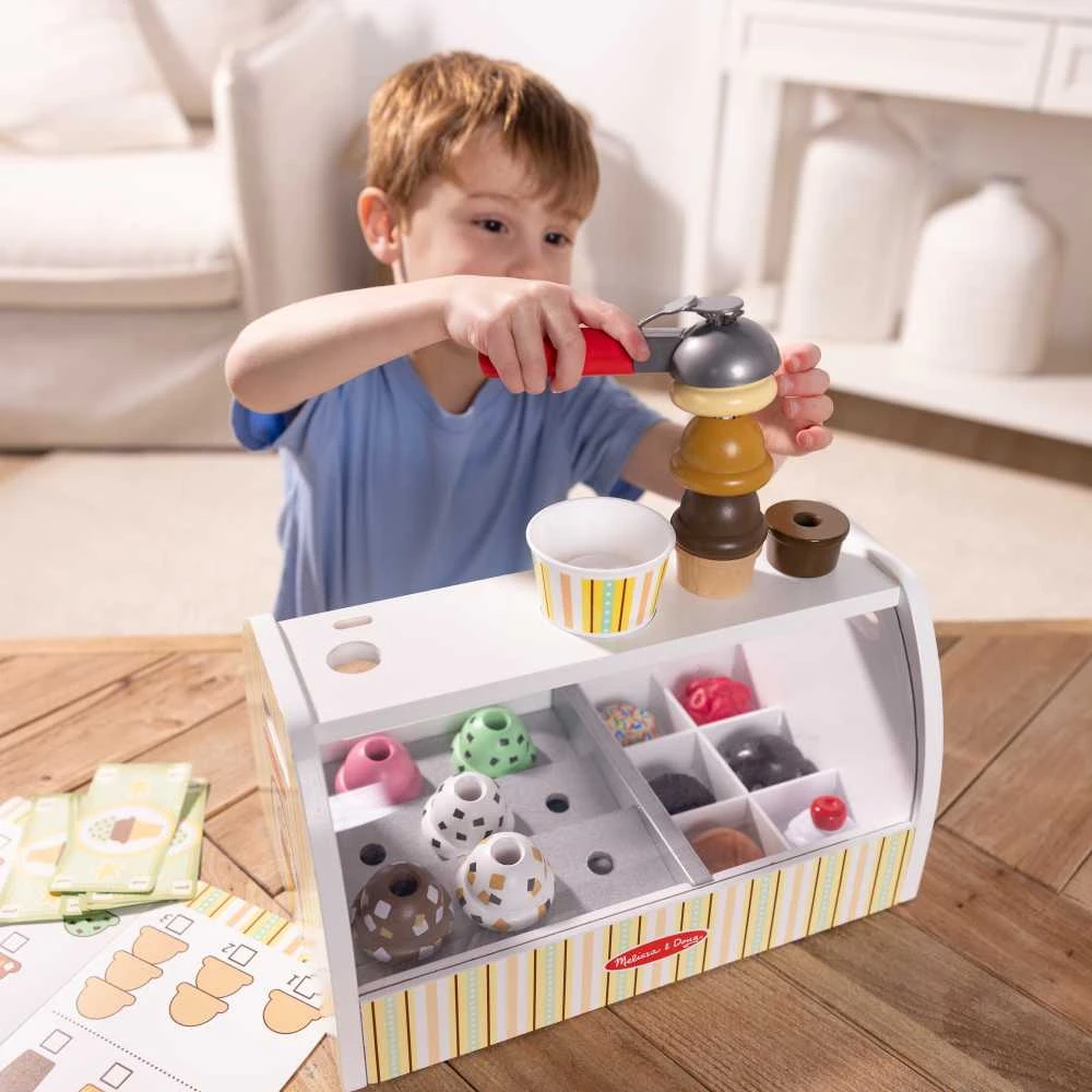 Medinė ledų parduotuvė Rinkinys vaikams Melissa & Doug 3+