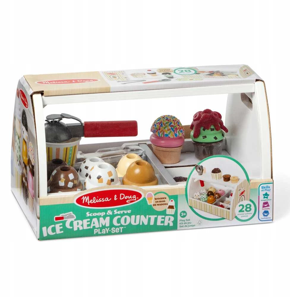 Medinė ledų parduotuvė Rinkinys vaikams Melissa & Doug 3+