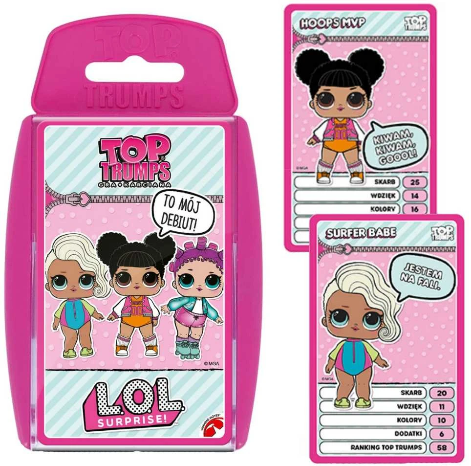 L.O.L Surprise Pergalingi žingsniai Gra Karciana Top Trumps L.O.L. staigmena! LOL staigmena