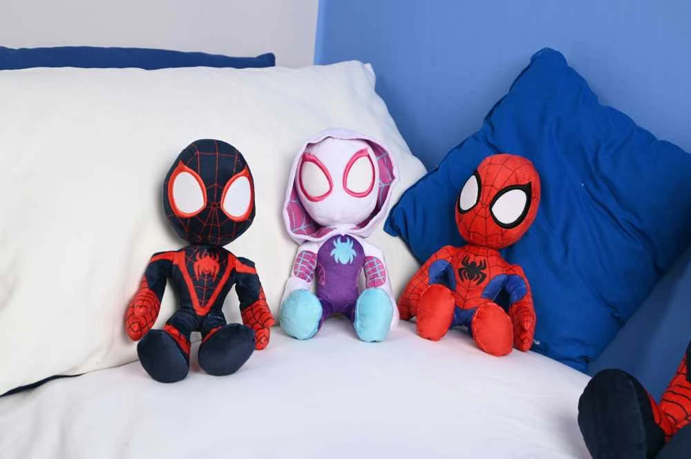 Mattel Marvel talismanas Spiderman Miles Morales pliušinis žaislas 25 cm su švytinčiomis tamsoje akimis
