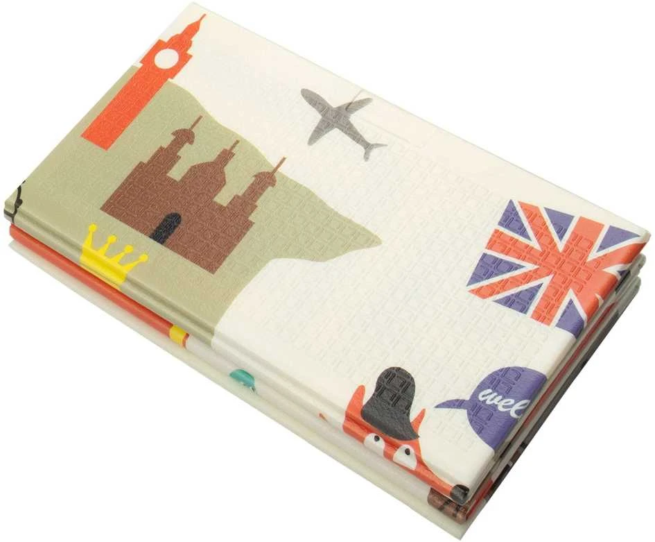 Humbi Mat dvipusis sulankstomas mokomasis XPE putplastis 120x180x0,8 cm Londonas, autobusas, gatvės, miestas