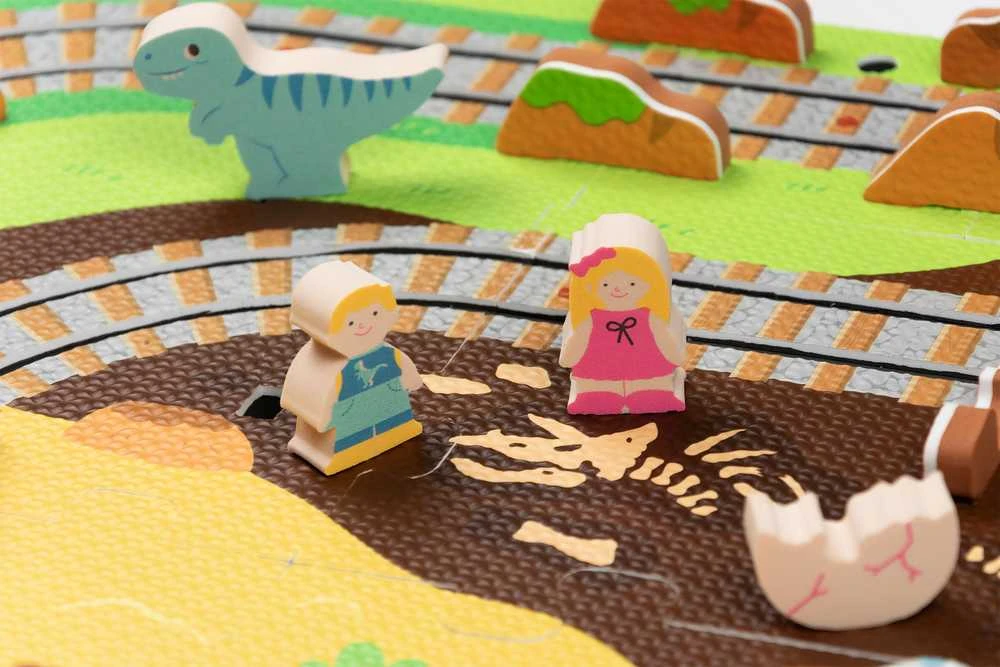 Prabangus 3D putplasčio kilimėlis „Park Dinozaurów“ – edukacinis rinkinys 61 elementas 3in1 Dino Park