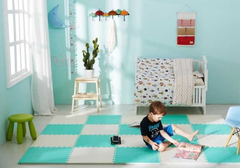 Humbi putplasčio kilimėlis 120x60, didelė putplasčio dėlionė, atspari vandeniui, saugi, 2 vnt. balta