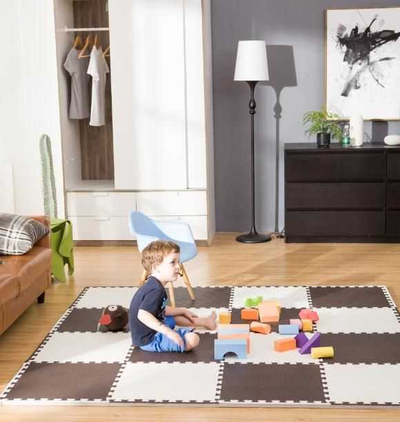 Humbi putplasčio kilimėlis 120x60, didelė putplasčio dėlionė, atspari vandeniui, saugi, 2 vnt. rūda