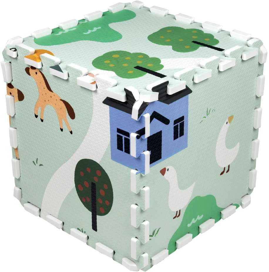 Achoka Mokomasis grindų kilimėlis 90x90 Storo putplasčio dėlionė 9 vnt. Humbi Farm Village Farm Pets