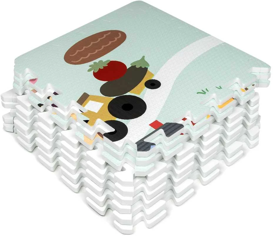 Achoka Mokomasis grindų kilimėlis 90x90 Storo putplasčio dėlionė 9 vnt. Humbi Farm Village Farm Pets