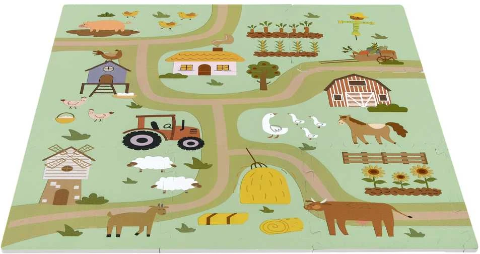 Achoka Mokomasis grindų kilimėlis 90x90 Storo putplasčio dėlionė 9 vnt. Humbi Kaimo keliai Kaimo gatvės Farm Farm
