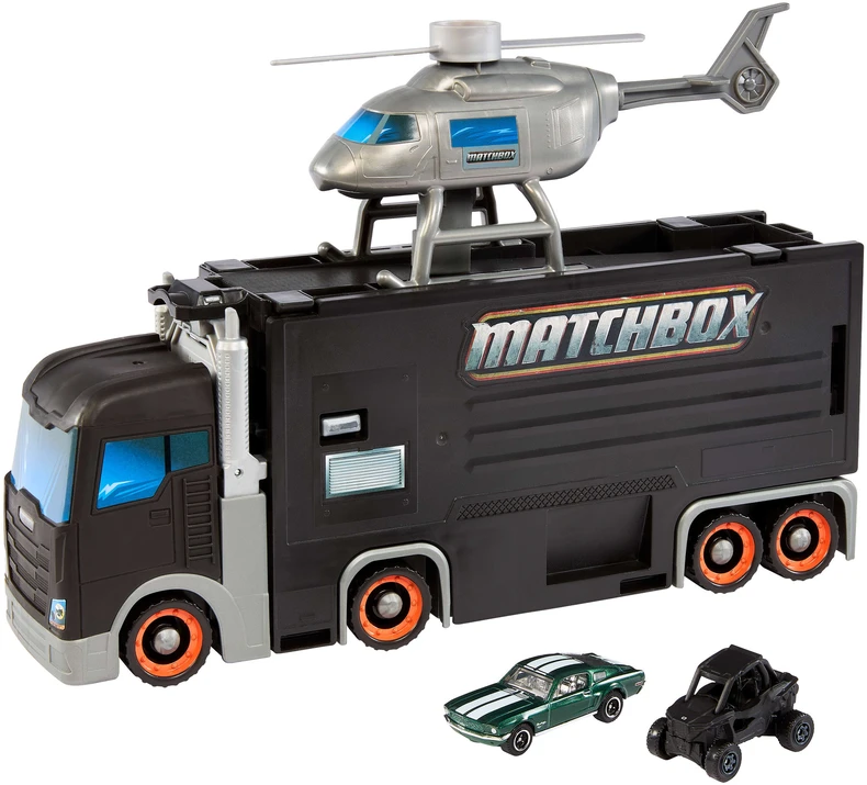 Mattel „Matchbox The Movie“ transformuojanti mobili komandinė bazė Sunkvežimis + sraigtasparnis + 2 transporto priemonės