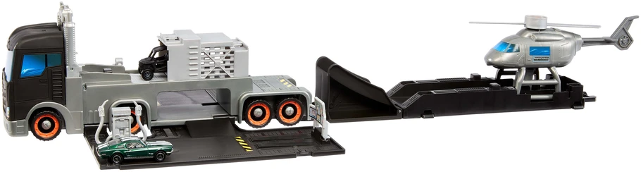 Mattel „Matchbox The Movie“ transformuojanti mobili komandinė bazė Sunkvežimis + sraigtasparnis + 2 transporto priemonės