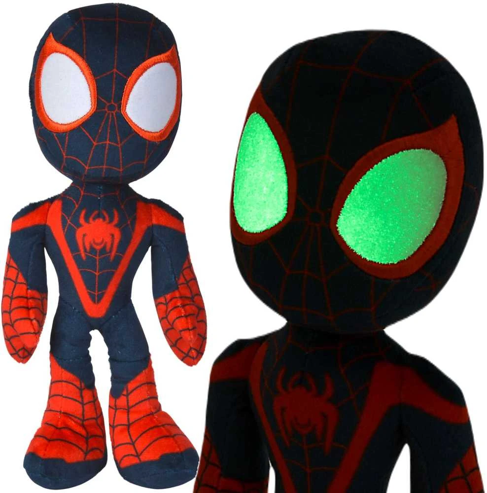 Mattel Marvel talismanas Spiderman Miles Morales pliušinis žaislas 25 cm su švytinčiomis tamsoje akimis