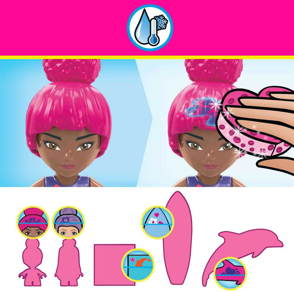 Mega Bloks Mattel 121 dalių MEGA Barbie spalvų atskleidimo blokeliai Nuotykių su delfinais už5425